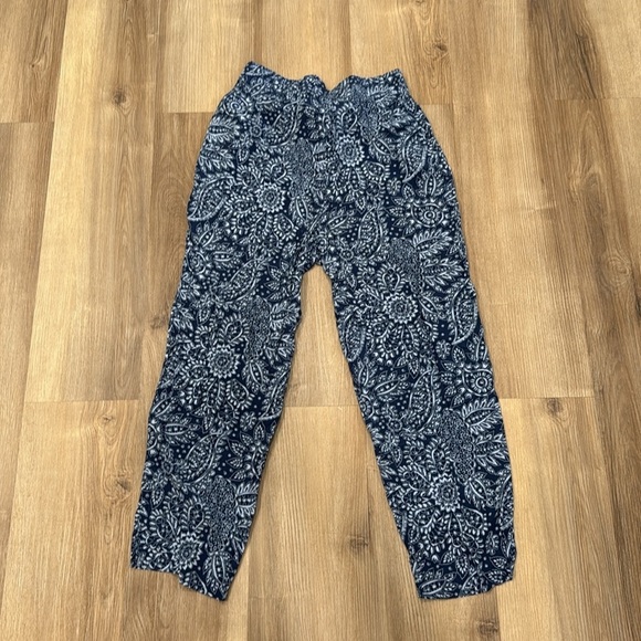 Madewell Tapered Huston Pull-On Crop Ankle Pants Paisley Blue White Floral Small - Picture 9 of 11